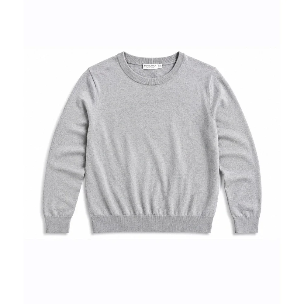 Suitsupply Mens XXL Light Gray 100% Merino Wool‎ Crewneck Sweater Knit Top